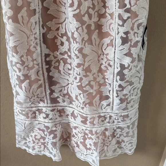 Lulu's Women’s White & Nude Lace Dress Spaghetti straps Fitted size XXL NEW - Picture 6 of 17